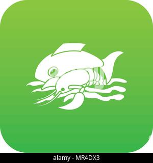 Sea food icon green vector Stock Vector