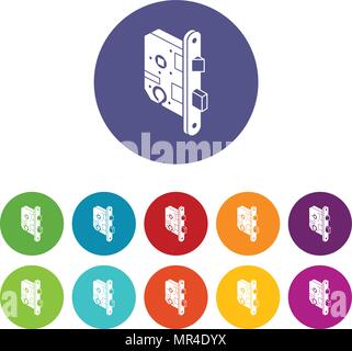 Standard door lock icons set vector color Stock Vector