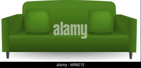 Green soft sofa mockup, realistic style Stock Vector