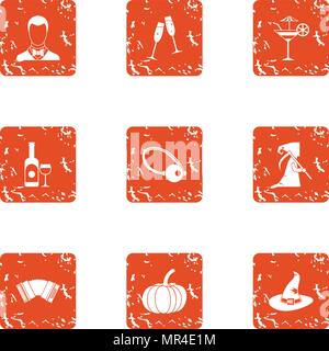 Love fantasy icons set, grunge style Stock Vector