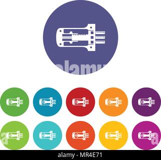 Door lock in section icons set vector color Stock Vector