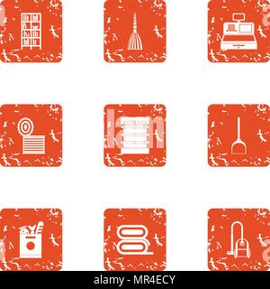 Boardinghouse icons set, grunge style Stock Vector