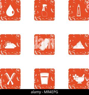Sweeping icons set, grunge style Stock Vector