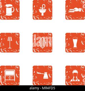 Cash transfer icons set, grunge style Stock Vector