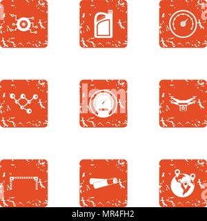 Travel speed icons set, grunge style Stock Vector