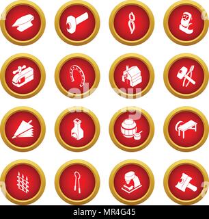 Blacksmith tools icons set, simple style Stock Vector