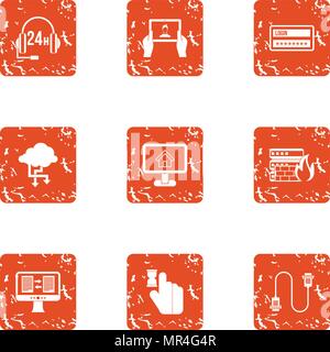 Communication delivery icons set, grunge style Stock Vector