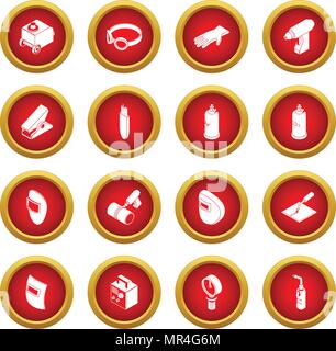 Welding tools icons set, simple style Stock Vector