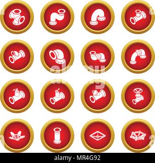 Pipeline constructor icons set, isometric style Stock Vector