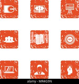 Data disk icons set, grunge style Stock Vector