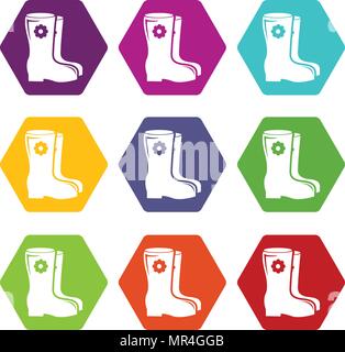 Boots icons set 9 vector Stock Vector