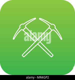 Mining pickaxe icon green vector Stock Vector