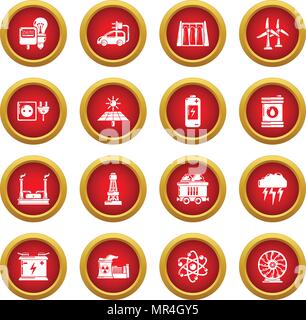 Energy sources icons set, simple style Stock Vector