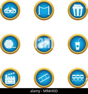 Cinematographer icons set, flat style Stock Vector
