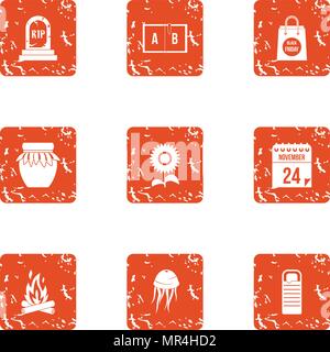 Magic rest icons set, grunge style Stock Vector