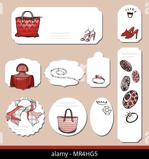Collection with different paper labels for announcements. Stock Vector