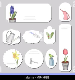 Collection with different paper labels for announcements. Stock Vector