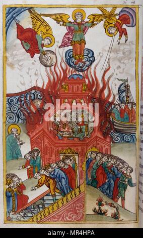 Russian Orthodox miniature depicting the Apocalypse of Saint John. Circa 1750 Stock Photo