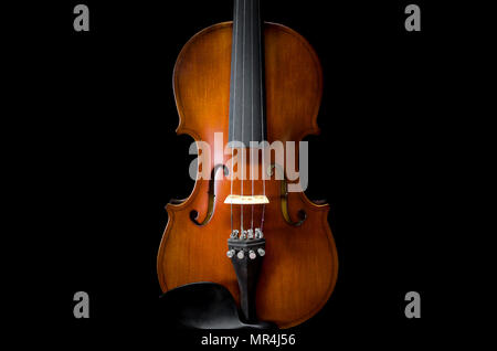 The violin on black background for isolated, Close up of violin on black background for cut of, Top view of violin musical for isolated Stock Photo