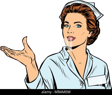 nurse holding gesture isolate on white background Stock Vector