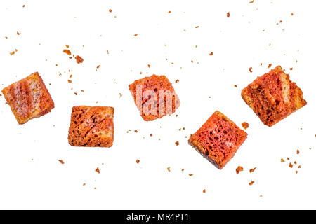 Bread crackers with spices isolate on white background pattern Stock Photo