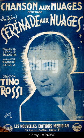 song book cover depicting Constantin 'Tino' Rossi (1907 – 1983) a French Corsican singer and film actor. Stock Photo