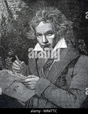 Portrait of Ludwig van Beethoven (1770-1827) a German composer and pianist. Dated 19th century Stock Photo