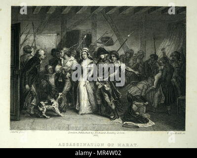 Engraving depicting Charlotte Corday (1768-1793) a figure of the French Revolution. Dated 18th century Stock Photo