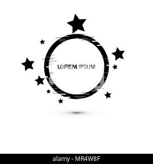 Vector glitch frames set. Geometric shapes with distortion effect and stars, Glow Design for Graphic Design. Vector Illustration Stock Vector
