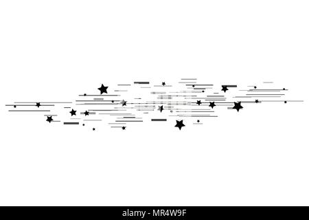 Isolated speed lines and star. The effect of movement to your design. Black lines on a transparent background.The flying particles.vector illustration.The movement forward Stock Vector