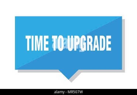 time to upgrade blue square price tag Stock Vector