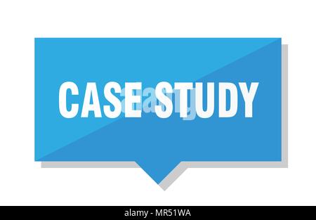 case study blue square price tag Stock Vector