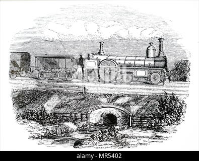 Engraving depicting a LNWR passenger locomotive No. 223, built by R. Stephenson & Co. Dated 19th century