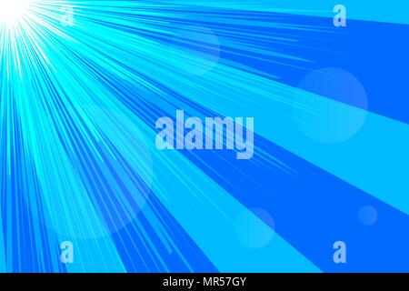 Banner sky, rays, abstract blue summer background. Vector illustration Stock Vector