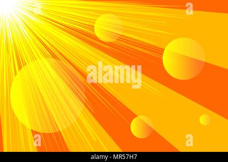 Banner sunlight, rays, abstract yellow and orange summer background. Vector illustration Stock Vector