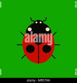 Ladybird icon. Abstract character ladybug logo. Red insect logotype. Beetle color flat icon. Vector illustration, logo design. Stock Vector