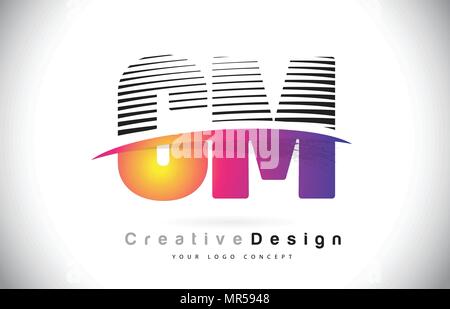 CM C M Purple Letter Logo with Swoosh Design. Creative Magenta Modern ...