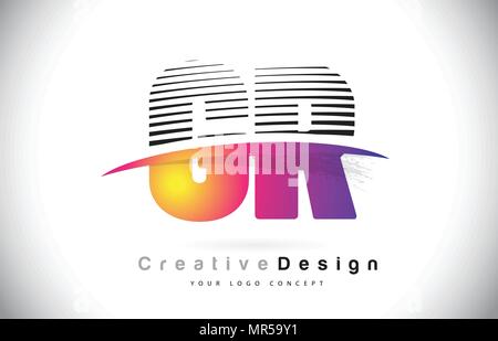 GR G R Purple Letter Logo with Swoosh Design. Creative Magenta Modern ...