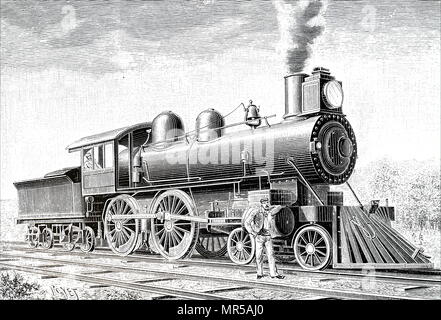 Engraving depicting a 4-4-0 American Express Locomotive. Under the ...