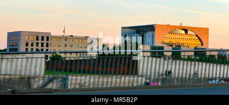 Photograph of the exterior of the German Chancellery, Berlin, Germany. The German Chancellery (Bundeskanzleramt) is an agency serving the executive office of the Chancellor of Germany, the head of the federal government. Dated 21st Century Stock Photo
