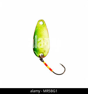 Old fishing lure isolated on white. Stock Photo