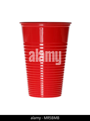 Red Plastic Cup isolated on white. Stock Photo