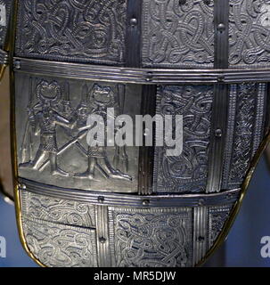King Raedwald reconstruction of the Sutton Hoo helmet, a decorated Anglo-Saxon helmet ...