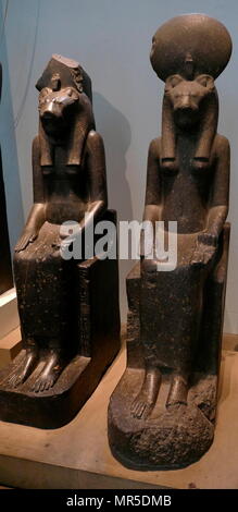 Black granite statue of the goddess Sakhmet, from the Temple of Mut ...