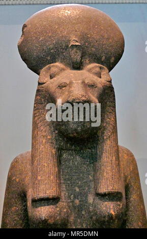 Black granite statue of the goddess Sakhmet, from the Temple of Mut ...
