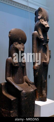 Black granite statue of the goddess Sakhmet, from the Temple of Mut ...