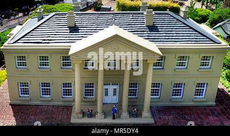 Georgian style country club building, in the model village at Bekonscot, Buckinghamshire, England, the oldest  model village in the world. Stock Photo