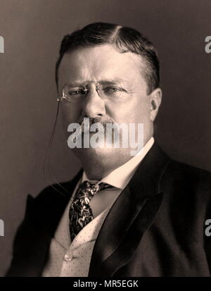 Theodore Roosevelt Jr. (1858 –1919) American statesman, author, explorer, soldier. 26th President of the United States from 1901 to 1909. He also served as the 25th Vice President of the United States and as the 33rd Governor of New York. Stock Photo