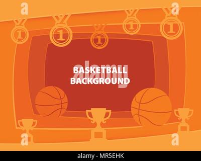 Basketball Abstract background with paper cut shapes Stock Vector