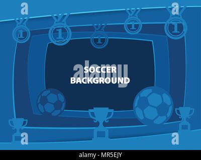 Soccer Abstract background with paper cut shapes Stock Vector